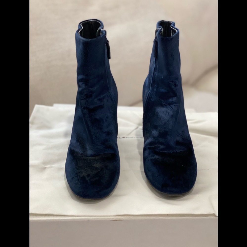 Authentic Balenciaga Velvet Ankle Boots in Blue
